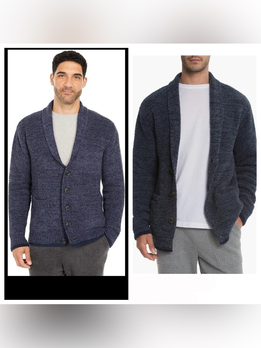 Barefoot Dreams Men's Shawl Collar Cardigan in Indigigo Pacific Blue